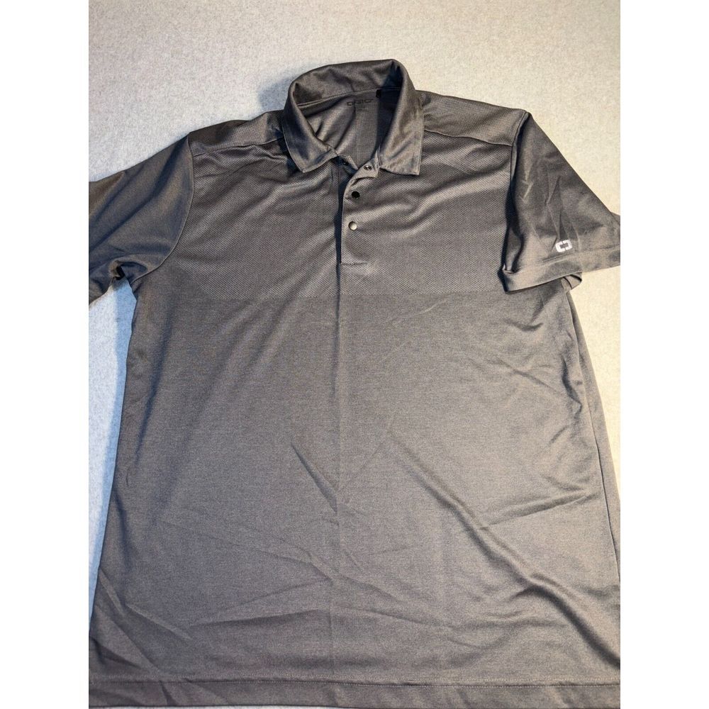 OGIO Polo Shirt Mens XL Black Short Sleeve Logo Collared Snap Button Front‎